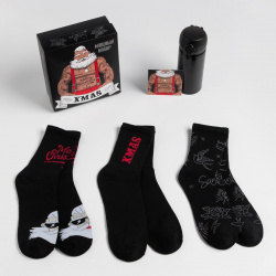 Новогодний подарочный набор термос и носки kaftan xmas  р 41 44 (27 29 см) 01235301