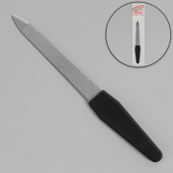Пилка металлическая для ногтей  прорезиненная ручка 12 см цвет серебристый/черный Queen fair 01225410
