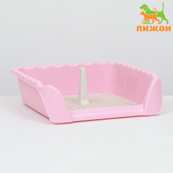Туалет для собак с высокими бортами и съемной сеткой 38х36х12 см  розовый Пижон 09698792