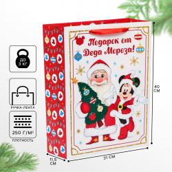Новый год  пакет подарочный 31х40х11 5 см упаковка микки маус Дарите Счастье 01030760