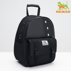 Рюкзак для переноски животных с окном обзора  черный Пижон 09648543