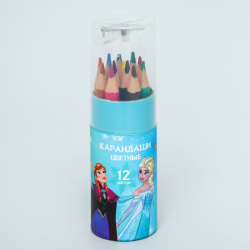 Цветные карандаши в тубусе  12 цветов трехгранные холодное сердце Disney 01024965