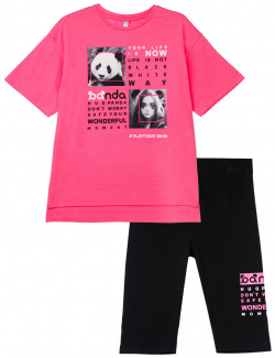 Комплект трикотажный брюки леггинсы укороченные фуфайка футболка PLAYTODAY 010832171 