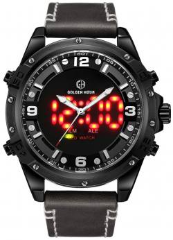 Часы наручные электронные  d 5 см с будильником календарем подсветкой 1 атм черные No brand 010783046