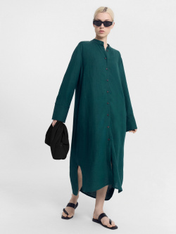 Платье женское в изумрудно зеленом цвете изо льна и вискозы Mark Formelle 010874970 