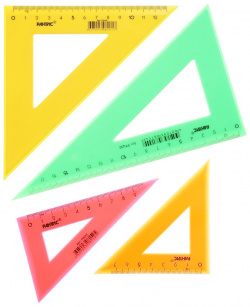 Набор треугольников 4 шт  calligrata катет 9/12/14/20 см непрозрачные цветные 011546718