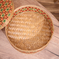 Корзинка с крышкой плетеная  из бамбука 30х30х13 см No brand 012047961