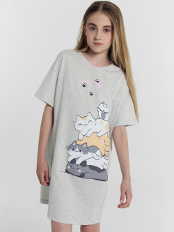 Сорочка ночная для девочек серая с печатью Mark Formelle 012224378 