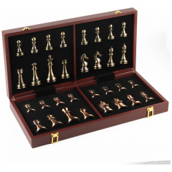 Шахматы сувенирные  деревянная доска 53 х см металлические фигуры No brand 012260206