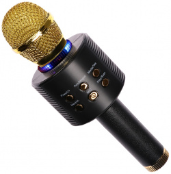 Портативный караоке микрофон  5 вт 1200 мач led черно золотистый No brand 012260358
