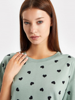 Сорочка ночная женская в зеленом оттенке с сердечками Mark Formelle 012863535