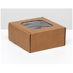 Коробка самосборная  с окном крафт 19 х 9 см набор 5 шт No brand 013076575