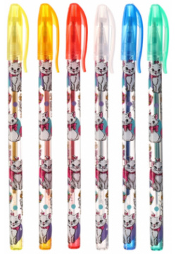 Ручка шариковая с блестками  6 цветов коты аристократы Disney 04909431