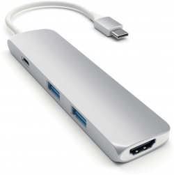 USB хаб Satechi Aluminum Type C Slim Multi Port Adapter 4K (2xUSB 3 0  HDMI) Серебристый Док станция ST CMAS
