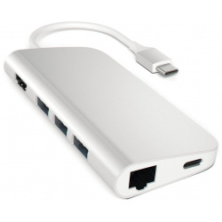 USB хаб Satechi Aluminum Type C Multi Port Adapter 4K with Ethernet (3xUSB 3 0  RJ 45 HDMI SD micro SD) Серебристый Док станция ST TCMAS