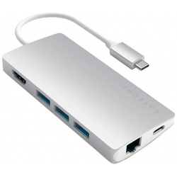 USB хаб Satechi Aluminum Type C Multi Port Adapter 4K with Ethernet V2 (3xUSB 3  RJ 45 HDMI SD micro SD) Серебристый Док станция ST TCMA2S