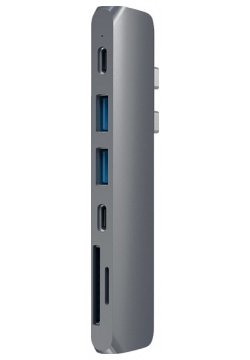 USB хаб Satechi Aluminum Thunderbolt 3 Pro Hub для Macbook (2xUSB 0  Type C HDMI SD micro SD) Серый Док станция ST CMBPM