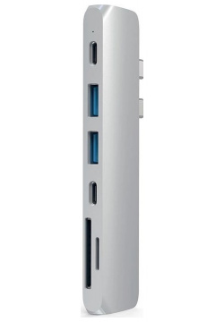 USB хаб Satechi Aluminum Thunderbolt 3 Pro Hub для Macbook (2xUSB 0  Type C HDMI SD micro SD) Серебристый Док станция ST CMBPS