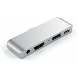 USB хаб Satechi Aluminum Type C Mobile Pro Hub Adapter для iPad 2018 (USB 3 0  HDMI Mini jack) Серебристый Док станция ST TCMPHS