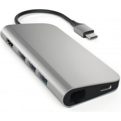 USB хаб Satechi Aluminum Type C Multi Port Adapter 4K with Ethernet (3xUSB 3 0  RJ 45 HDMI SD micro SD) Серый Док станция ST TCMAM