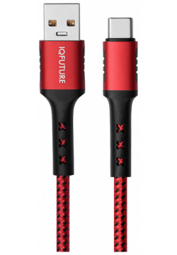 Кабель IQFuture USB Type C  2 0 5A (до 50 Вт) IQ UC5A Черный/Красный