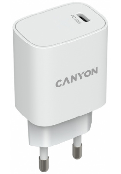 Сетевое зарядное устройство Canyon H20 02  USB Type C до 20Вт Белый CNE CHA20W02