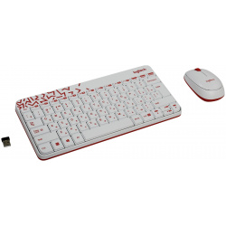 Комплект беспроводной клавиатура+мышь Logitech Wireless Desktop MK240 Nano White 920 008212  Белый/Красный