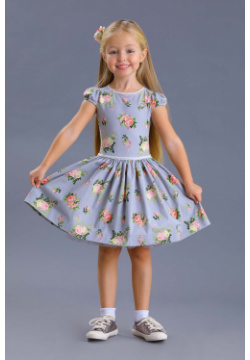 Платье нарядное Маленькая леди Пышное с крупным цветочным принтом