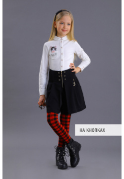 Блузка Fa So La Модная школьная с котиком в кармане для девочки