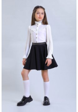Блузка Маленькая леди Нарядная школьная из синтетического шелка