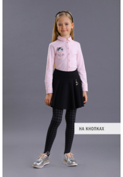 Блузка Fa So La Модная школьная с котиком в кармане для девочки