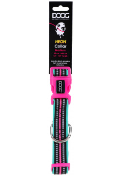 DOOG Ошейник для собак "NEON RIN TIN TIN"  чёрно розовый L 42 62см (Австралия) COLTIN