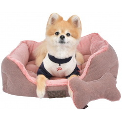 PUPPIA Лежак для собак и кошек "Presley"  розовый 54х47х17см (Южная Корея) PARD AU1587 OR FR