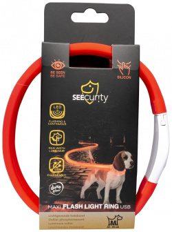 DUVO+ Ошейник для собак силиконовый  светящийся красный 45x2 5x1см (Бельгия) 13683/DV
