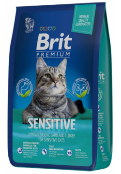 BRIT Premium Cat Adult Sensitive Корм сух ягнёнок/индейка д/кошек с чувств пищевар 8кг 5049745