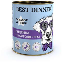 BEST DINNER Vet Profi Exclusive Urinary Корм влаж индейка с картофелем д/собак конс 100г 7674