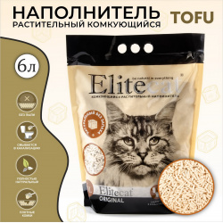 ELITECAT Наполнитель комкующийся  растительный "Tofu Original" 6л / 2 7кг 6027/EC