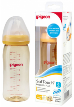 Бутылочка Pigeon для кормления SofTouch Перистальтик плюс 240 мл 00422