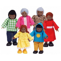 Hape Набор мини кукол Счастливая афроамериканская семья E3501_HP
