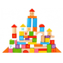 Деревянная игрушка Tooky Toy Кубики Буквы и цифры 70 шт  TL171
