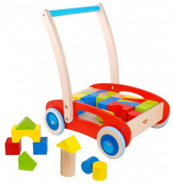 Деревянная игрушка Tooky Toy Тележка с кубиками TKC281A