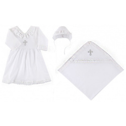 Наша Мама Крестильный набор для девочки (пеленка  платье чепчик) 01402