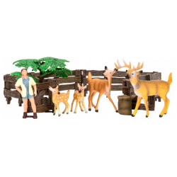 Masai Mara Игрушки фигурки На ферме (зоолог  семья оленей дерево ограждение загон инвентарь) ММ205 037