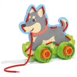 Развивающая игрушка Quercetti шнуровка Животные на колесах 0612