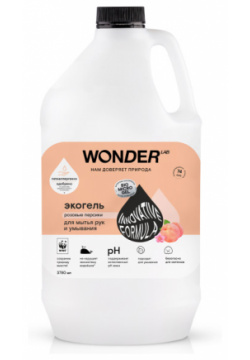 Wonder Lab Жидкое мыло для рук и умывания экологичное с ароматом розовых персиков 3780 мл WL3780HWG20PP