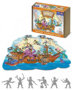 Деревянная игрушка Нескучные Игры Фигурный пазл Fun art Collection  Пиратский корабль (106 деталей) 8329
