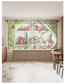 JoyArty Фототюль Дом для украшений 2 полотна со шторной лентой + 50 крючков 145x180 см tul_78657_145x180
