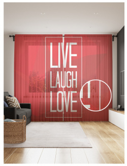 JoyArty Фототюль Live Laugh Love 2 полотна со шторной лентой + 50 крючков 145x265 см tul_53840_145x265