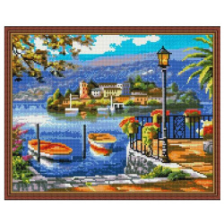 Molly Алмазная мозаика с нанесенной рамкой Озеро Комо 35 цветов 40х50 см KC0015