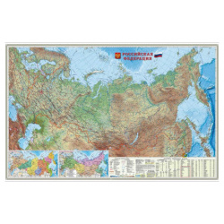 Геодом Карта настенная на рейках Россия Физическая 124х80 см 